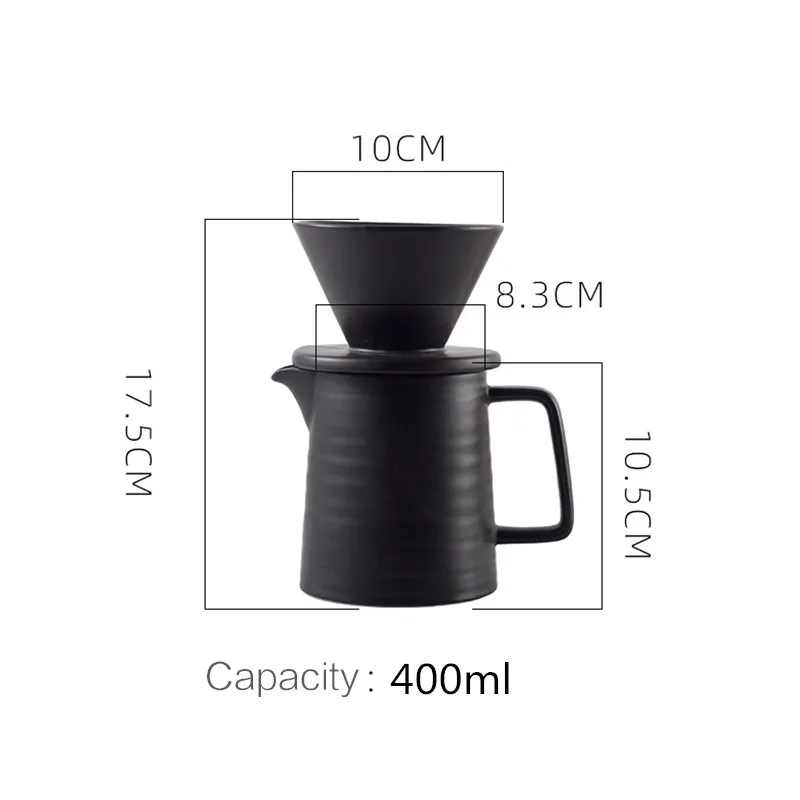 Ceramic Coffee Dripper 1-2 Cups Coffee Drip Filter Pot Permanent Pour Over Coffee Maker with Separate Stand for Filte 400ml