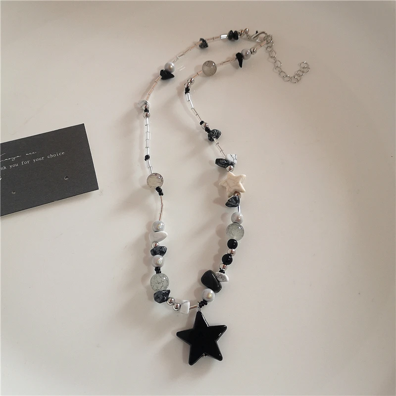 Goth akrylowy kwiat gwiazda truskawka wisiorek perła koralik Choker naszyjnik Vintage estetyczne śliczne kobiety biżuteria EMO Y2K akcesoria — zdjęcie 6