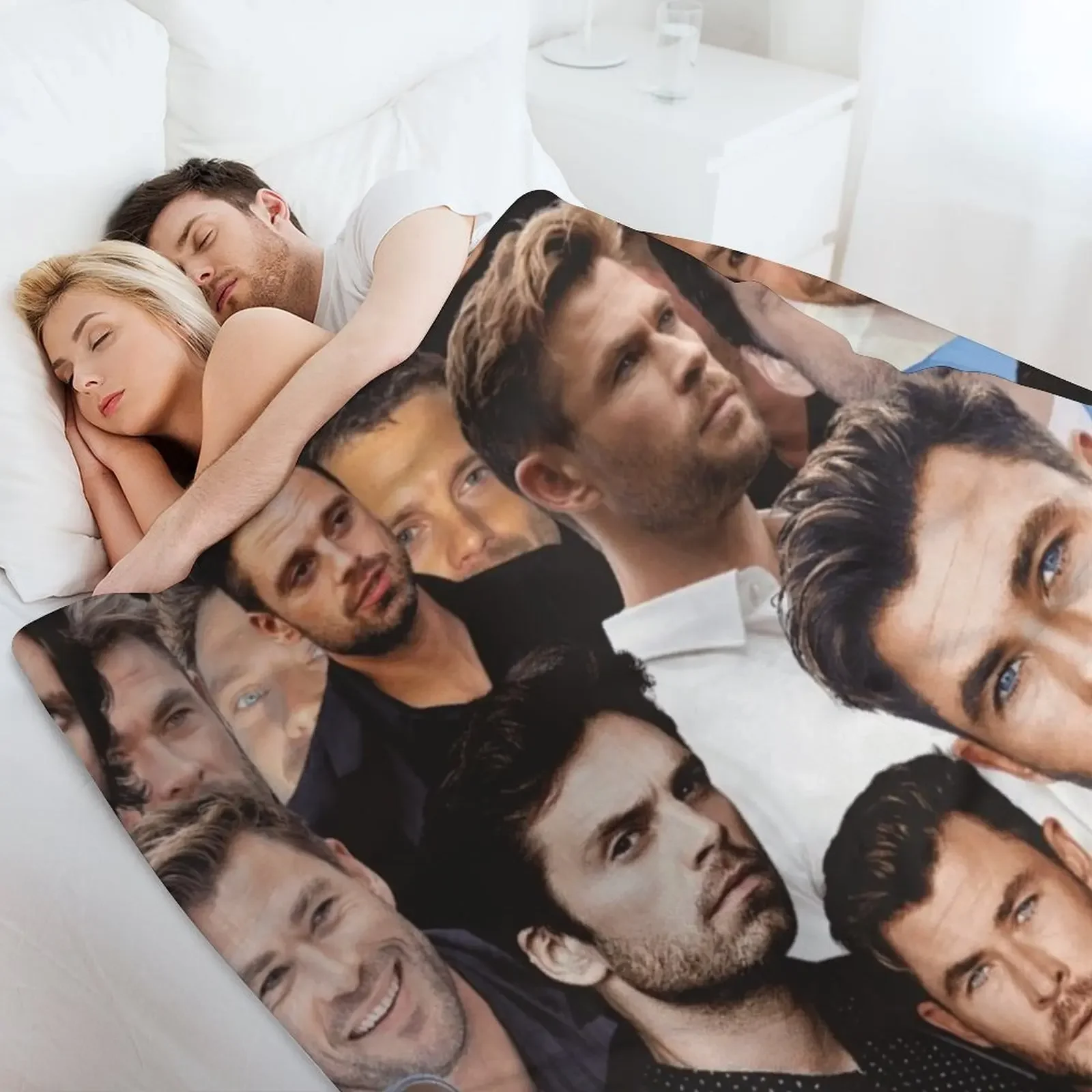 سيباستيان ستان وكريس هيمسوورث صورة مجمعة رمي بطانية تتحرك لحاف البطانيات وبطانيات الشاطئ #4