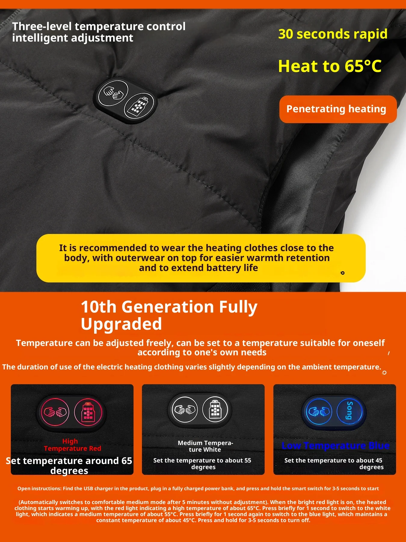 Neue Smart Heizung Weste Männer Frauen 17 Zonen Dual Control Temperatur Fleece Stehkragen USB Elektrische Thermische Winter Weste – Detail 11