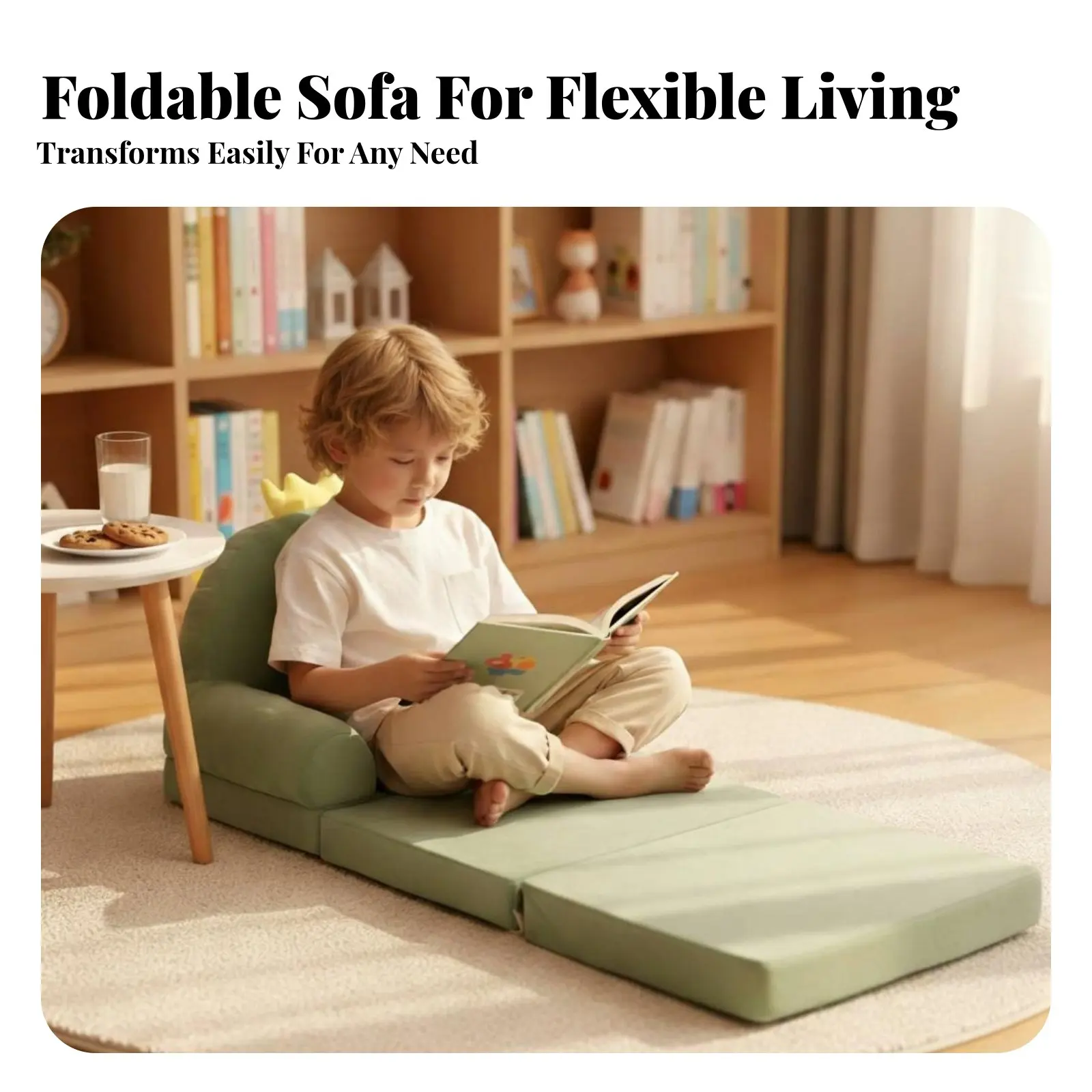 変形可能なフリップオープンソファ-折りたたみ式変形可能なフリップオープンラウンジャー-漫画キャラクターデザイン-子供用、寝室用ソフト生地