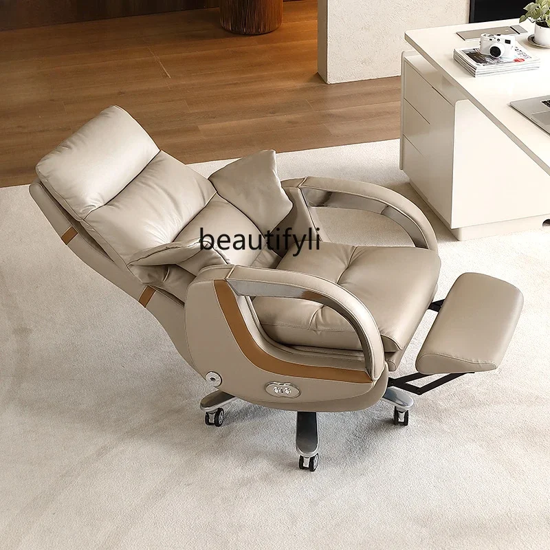 Electric boss chair Comfortable cowhide office chair Computer, office seat, sedentary and not tired can lie down