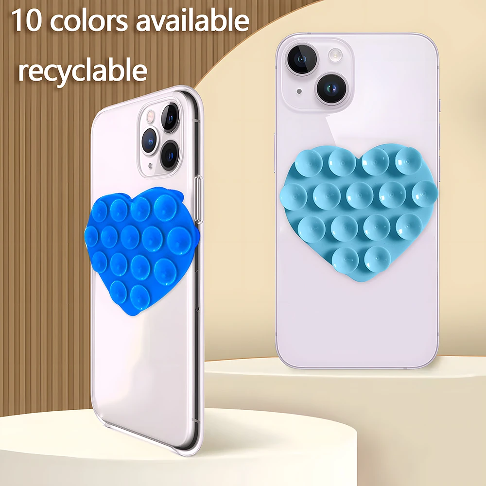 

Silicone Suction Heart-shape Suction Cup Bracket Double-Sided Sucker Sucker Strong Adsorption Mobile Phone Washable Suction Cup