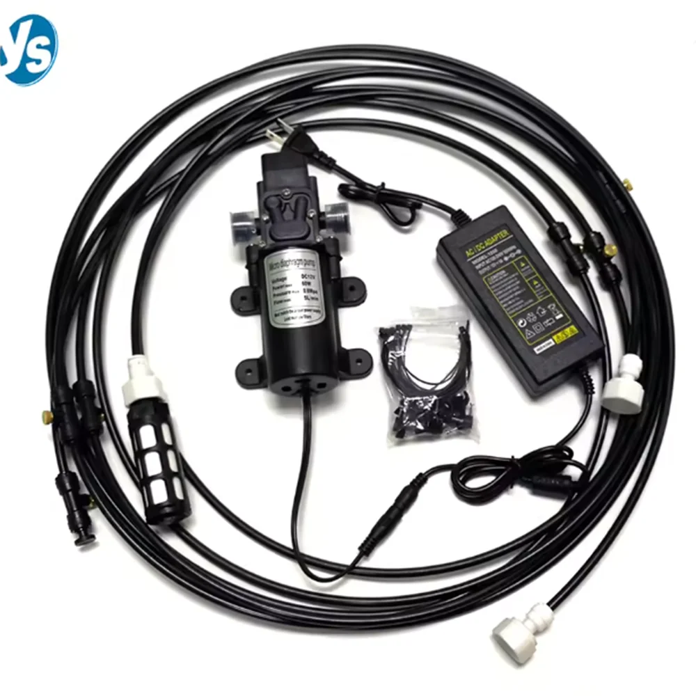 

12 В постоянного тока 160PSI усиливающий туманный насос система распыления низкого давления для охлаждения садового бассейна с адаптером питания