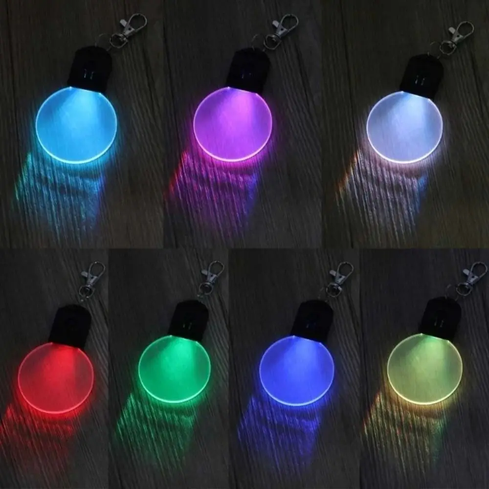 Round Square Night Light Keychain USB Rechargeable LED Light Source Illuminated Keychain Mini Size Transparent LED Keychain