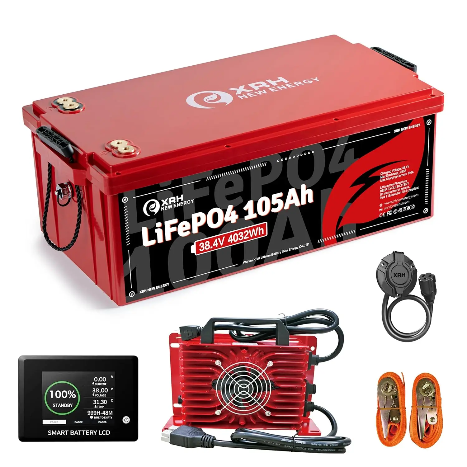 

Литиевая батарея LiFePO4 36В (38.4В) со встроенной BMS 250А, с зарядным устройством для литиевых батарей 36В 20А, мобильное приложение, сенсорное управление