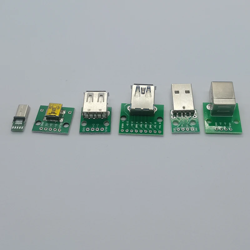 2Pcs DIY USB Mini USB 2.0 Male Female USB With Test Board Connector 4/5/9 Pin USB 3.0 With PCB Converter Adapter Breakout Board