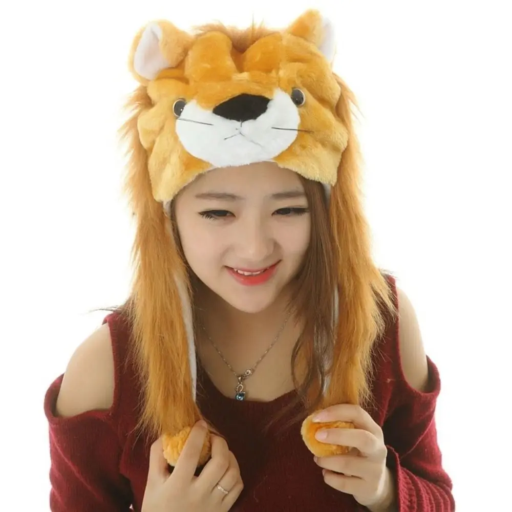 Cartoon Plush Moving Hat Neck Warmer Animal Movable Ears Airbag Cap Funny Toys Ear Protection Animal Earflap Hat Christmas