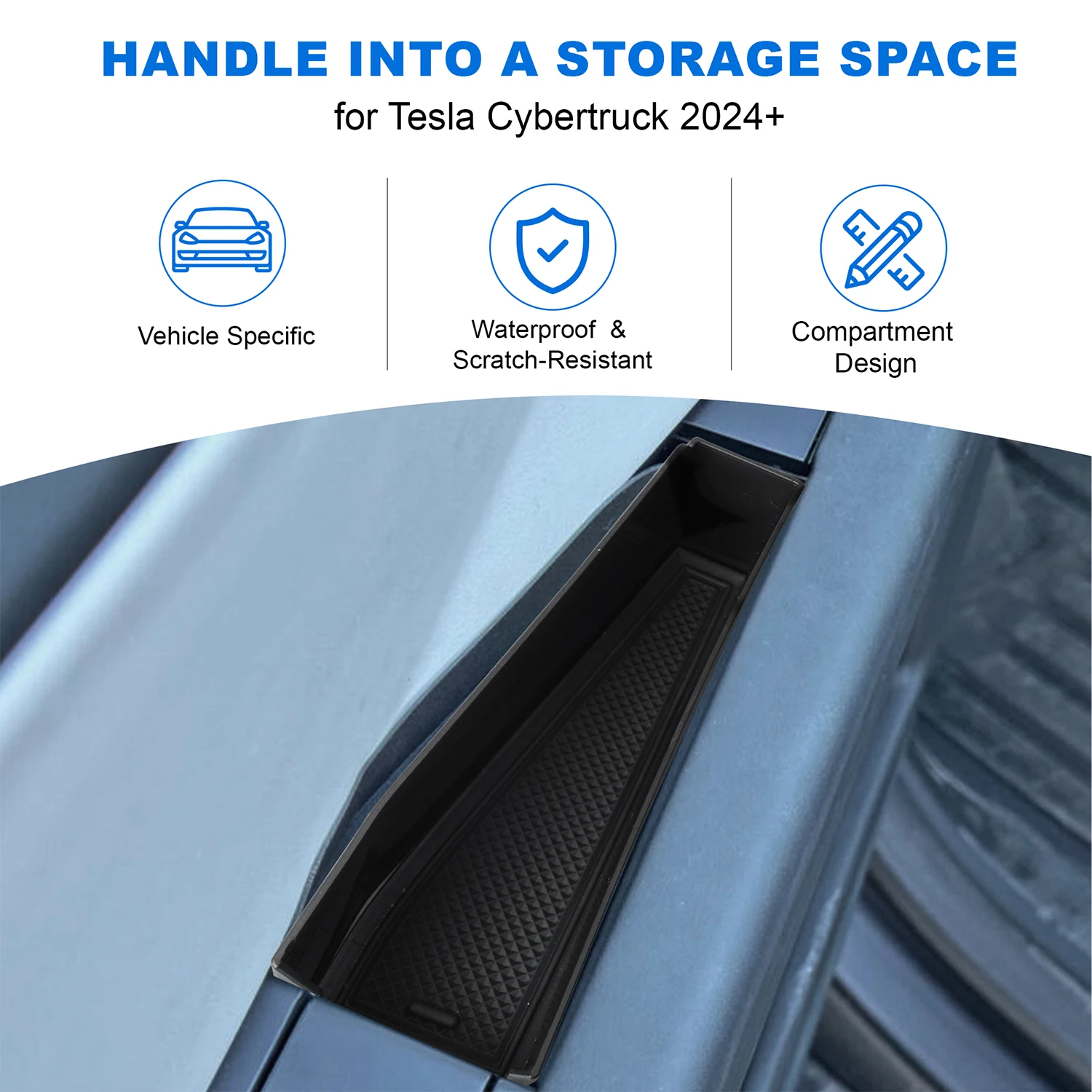 Front Door Handle Inserts for Tesla Cybertruck 2024, Storage Tray Box Caddy with Leather Liner Inserts 4