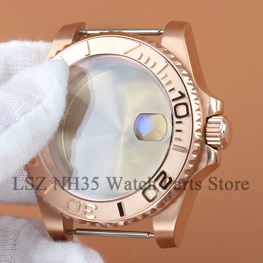 Rose Gold Stainless Steel 40MM NH35 Watch Case For GMT Yacht-master NH34 NH35 NH36 NH38 Movement 28.5mm Dial Sapphire Glass Case