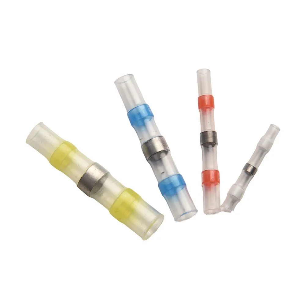 100PCS Solder Seal Wire Connectors Heat Shrink Butt Terminals With Tin Ring For Automotive Marine Electrical Repair