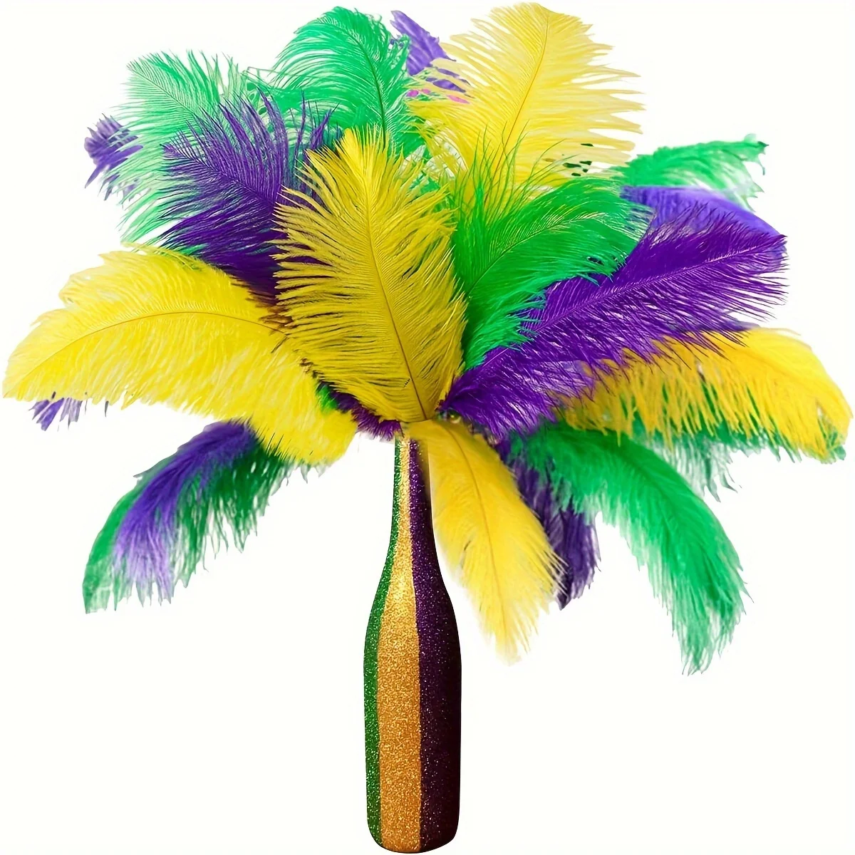 9Pcs Vibrant Mardi Gras Ostrich Feathers 14-16 Inch Colorful Plumes for Crafts, DIY Party Decorations, Carnival Costumes