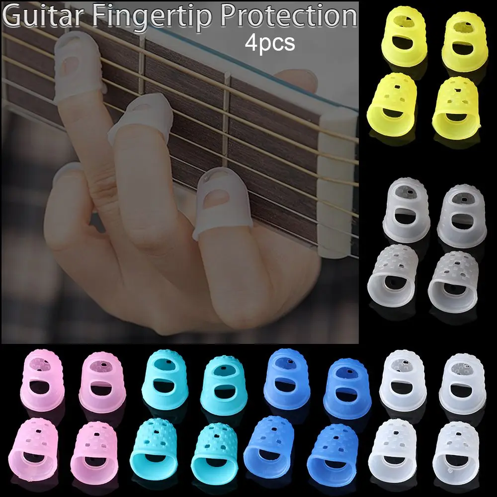 

XS/S/M/L/XL Silicone Non-slip Guitar Fingertip Protection Finger Guards Fingerstall For Ukulele Guitars Press Accessories