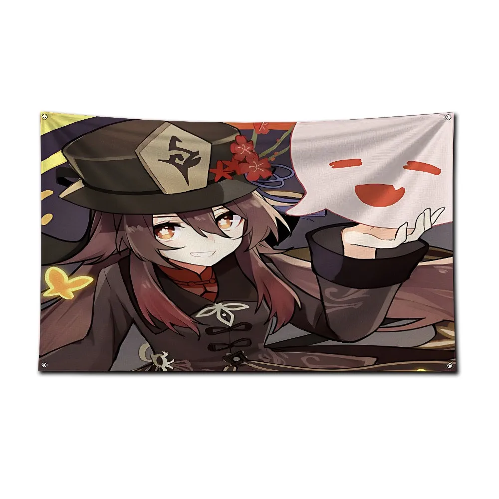 Anime-style Hu Tao Flag 3X5 Ft Personalized Flags Design Your Image Funny Tapestry Poster Dorm Room, Living Room, Bedroom