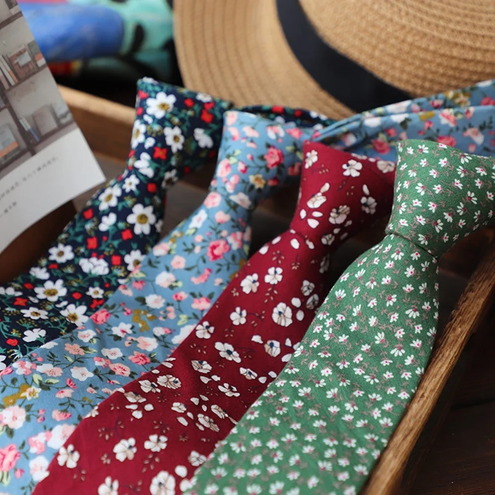 ربطة عنق قطنية منقوشة بالزهور للرجال والنساء ربطات عنق ضيقة لحفلات الزفاف ربطات عنق كلاسيكية فستان كلاسيكي يناسب ربطات عنق مطبوعة بالزهور