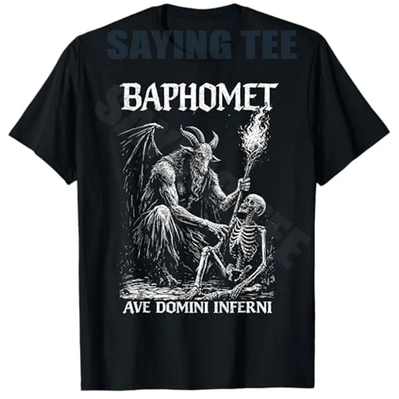 Baphomet Gothic Okkult Satanisch Skelett Dunkle Kunst T-Shirt Y2k Ästhetische Kleidung Dunkle Symbolik Humor Lustiges Mode-T-Shirt Neuheit – Detail 3