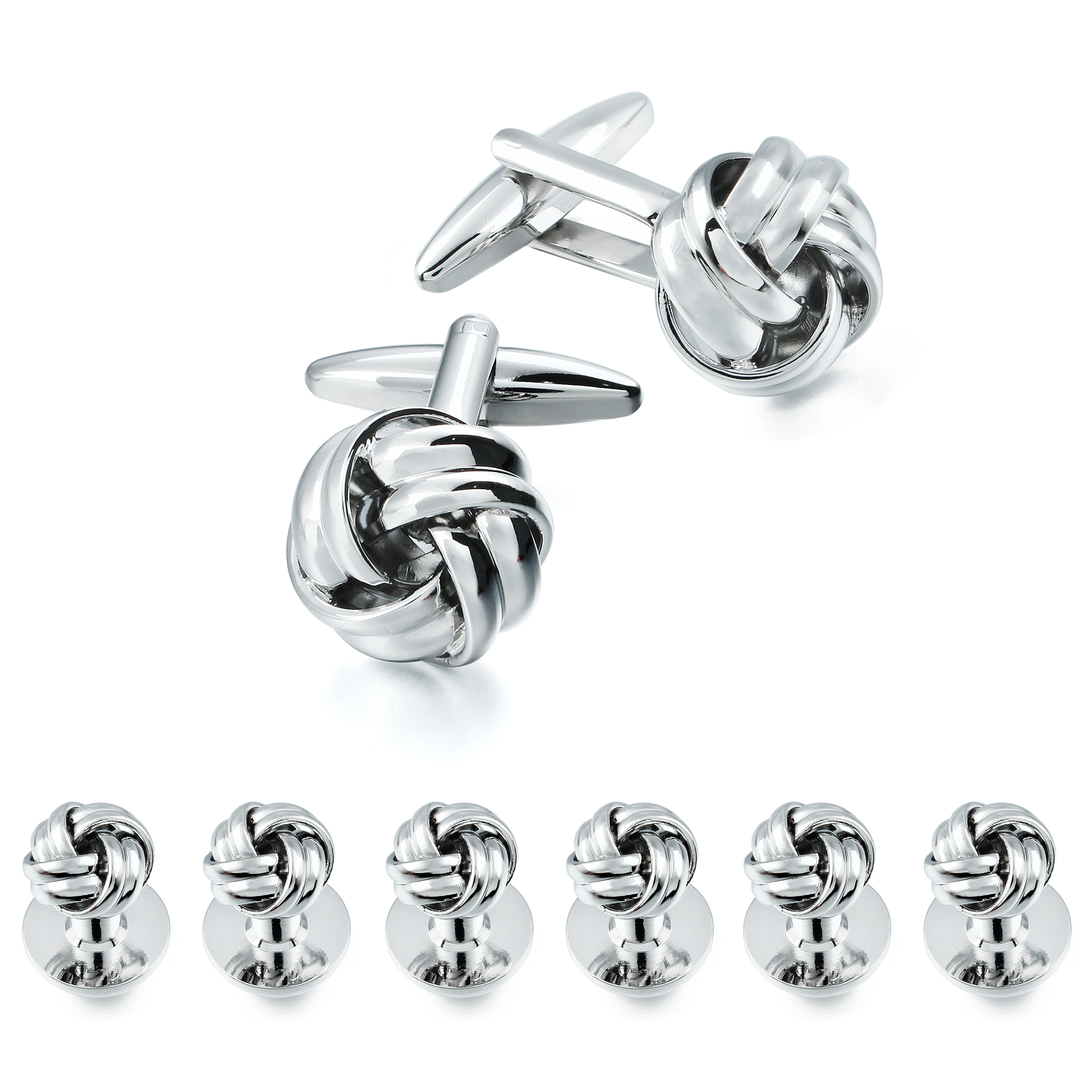 HAWSON metal Knot twist Men cufflinks and Tuxedo Studs Set, for birthday wedding party Christmas Cuff links set with gift box