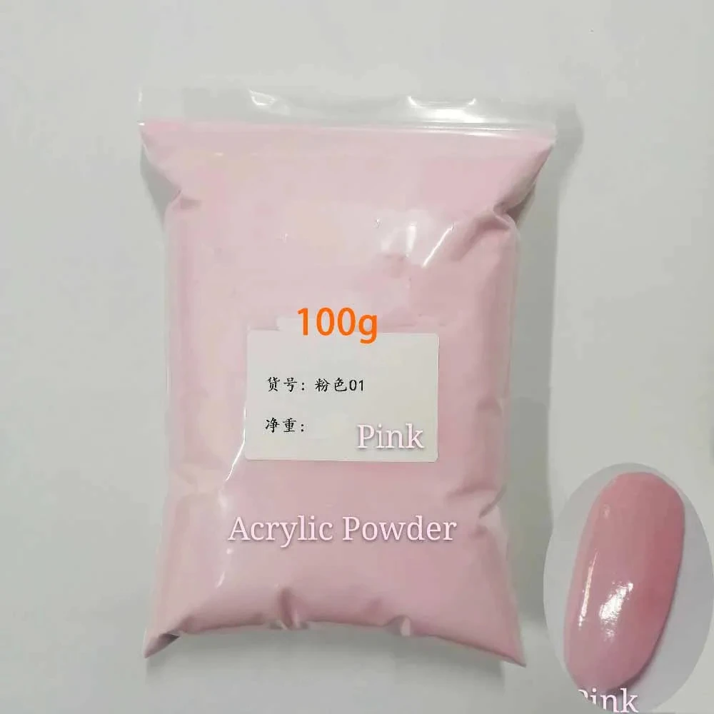 100 gr/beutel Feste Acryl Pulver Weiß Klar Rosa Pulver Acryl Nude Nagel Pulver Tauch Pulver Pigment für Nagel Carving Verlängerung – Detail 2