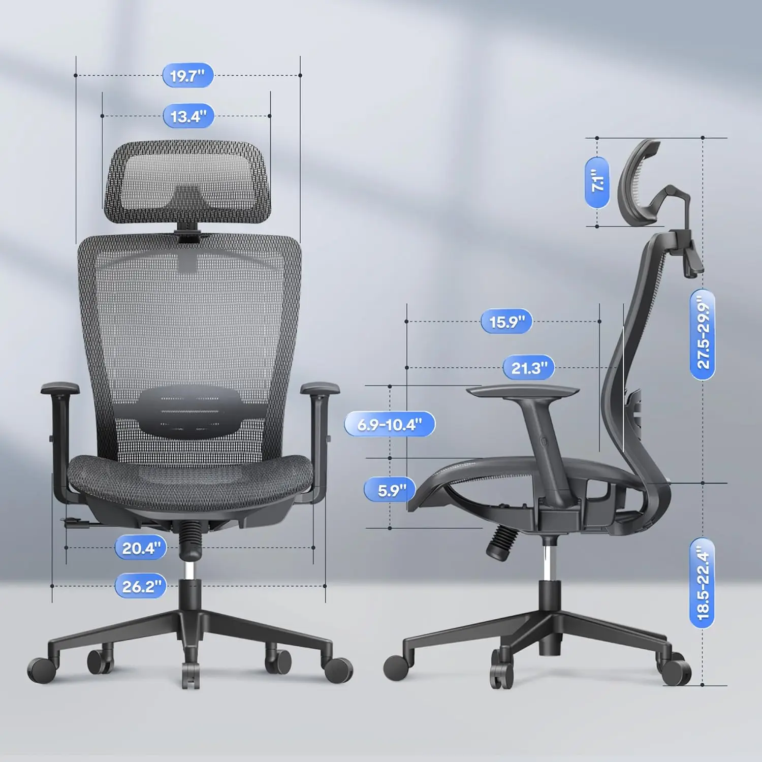 Ergonomic Office Chair, High Back Mesh Computer Chair, Comfy Home Office Desk Chairs with Lumbar Support Tilt Function