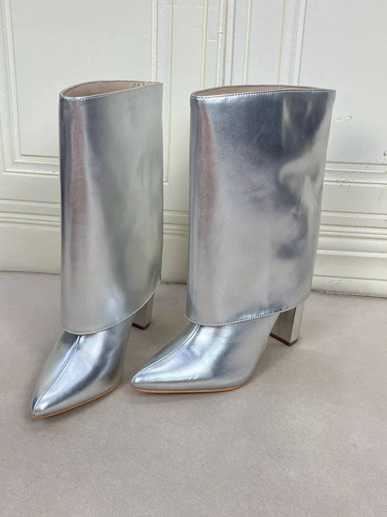 

Faionable однотонные ботильоны на высоком каблуке, женские модные ботинки, сезонные ботинки до середины икры с острым носком, весна-осень-зима