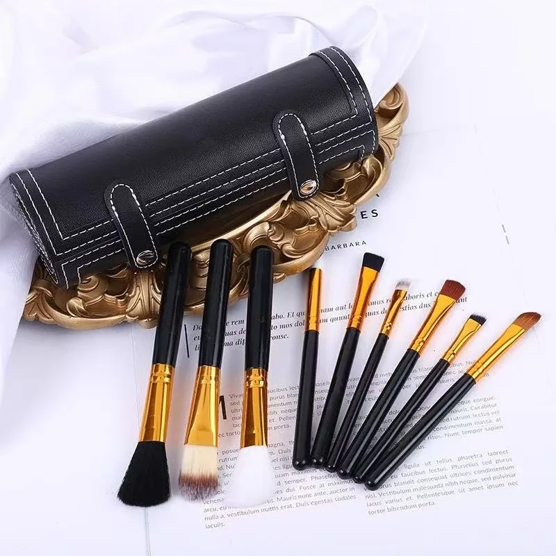 Animal Hair 9-piece Makeup Brush Set Concealer Brush Eye Shadow Lip Brush Portable Makeup Professional Makeup Brush Set