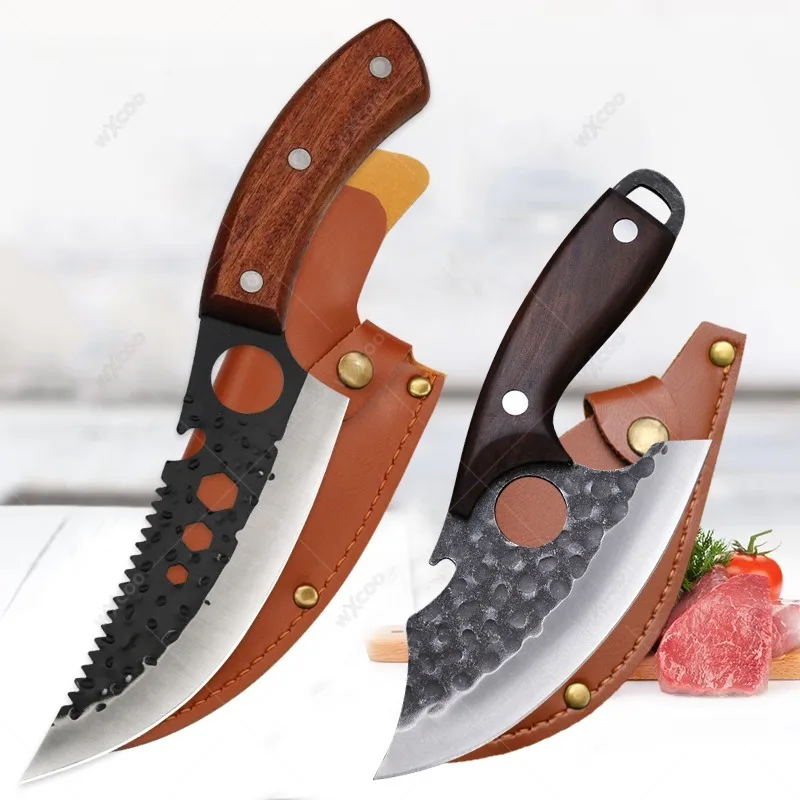 

WXCOO Stainless Steel Kitchen Meat Cleaver Forging Hammer Pattern Butcher Boning Knife Sharp Barbecue Knife Meat Cutting Knife