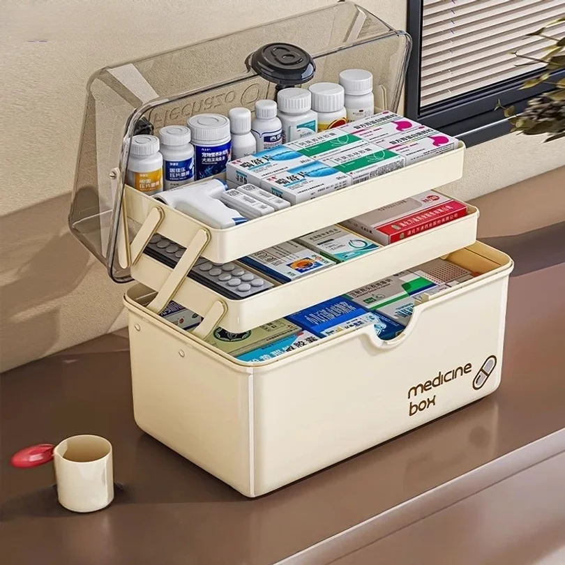 New 3 Layers Large Capacity Home  Medicine Organizer Storage Box Portable First Aid Kit Medicine Box for Home Travel Emergency