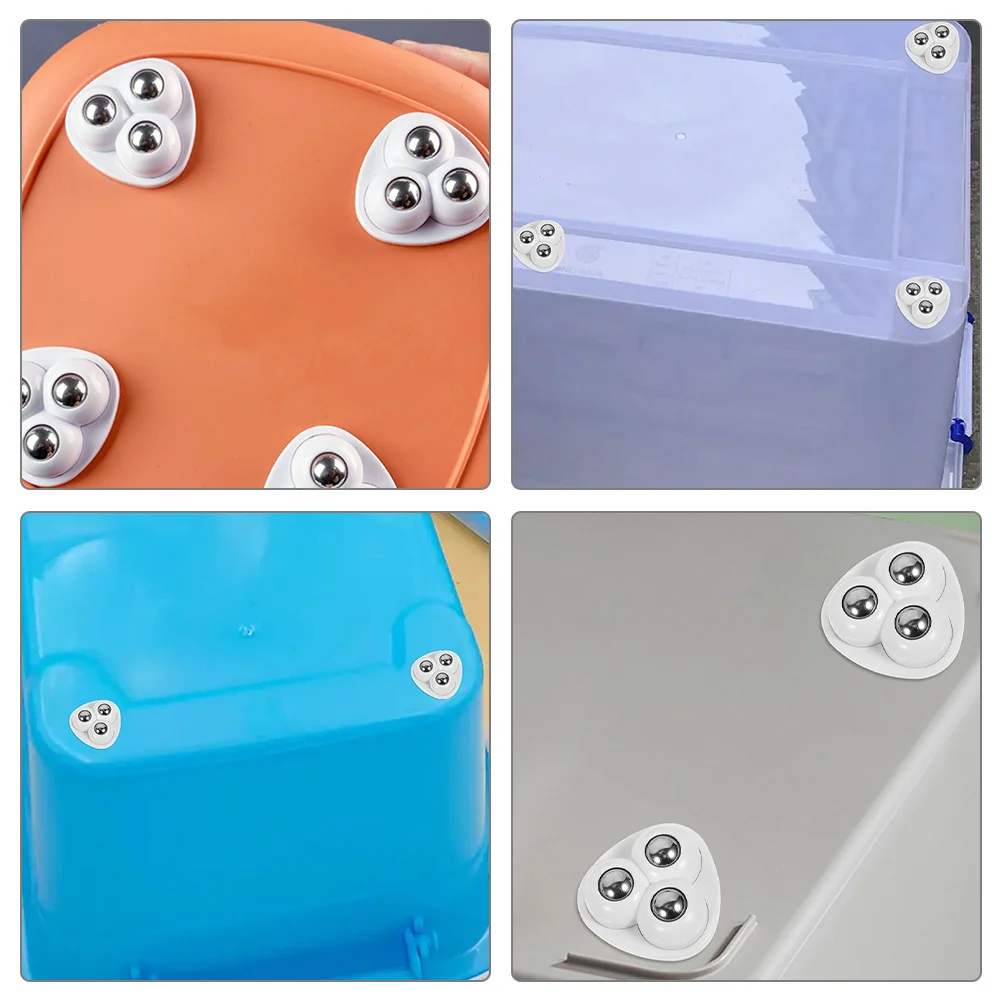 

16Pcs Mini Caster Wheels Self Adhesive Small Wheels for Projects Trash Can Furniture Rotation Sticky Pulley Stainless Steel
