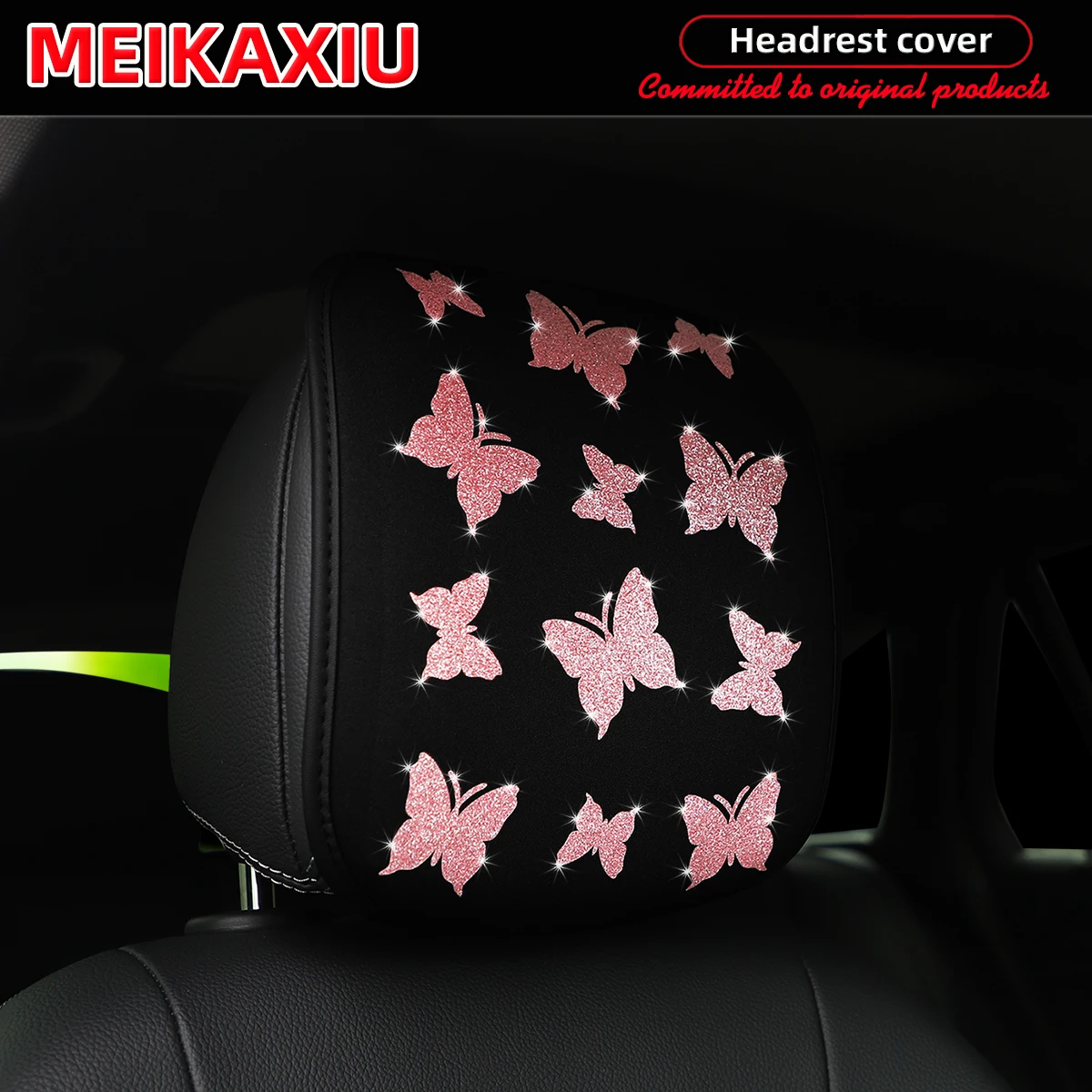 

1/2PCS Shimmering beautiful butterfly, Blingbling soft fabric car head cover, head rest cover,pillow cover,car interior supplies