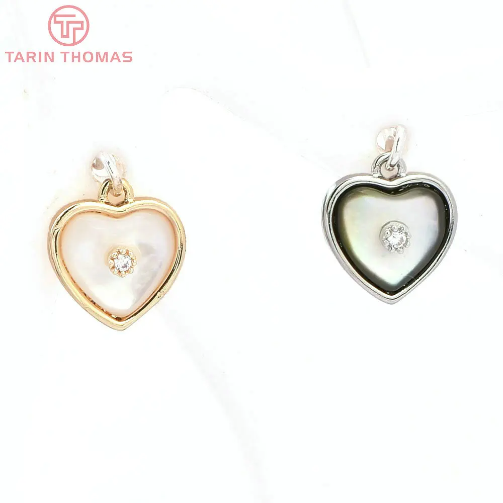 (8602) 2PCS 24K Gold Color Brass with Shell Heart Square Oval Charm Pendants for  Jewelry Making Findings Accessories Wholesales