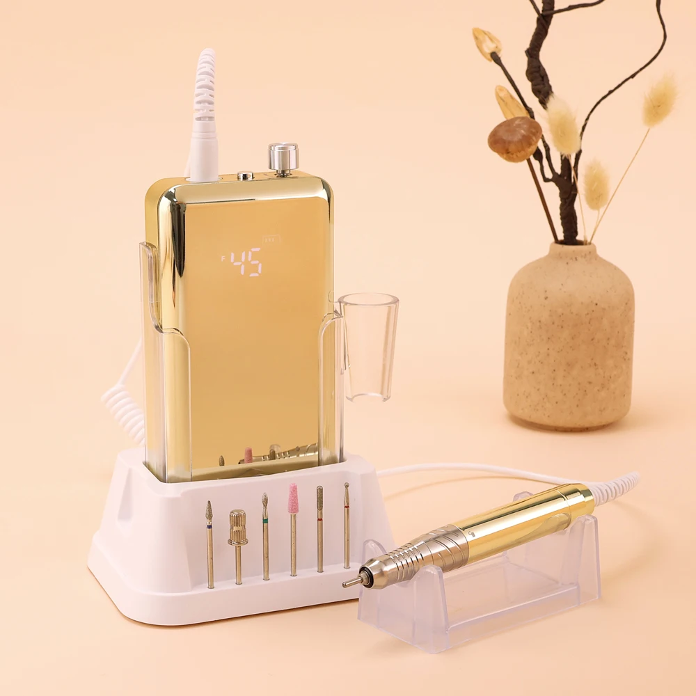 ماكينة حفر الأظافر بدون فرش 45000 دورة في الدقيقة بقدرة 85 وات مع محطة قاعدة عرض كاملة الشاشة من سبائك الألومنيوم #1