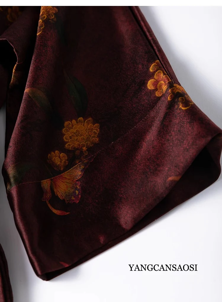 Extended 60MM Heavy Weight 100% Natural Mulberry Silk Gambiered Guangdong Gauze Three-quarters Sleeve Women's Fashionable Dress