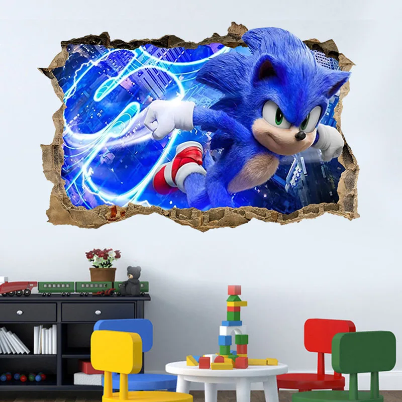 Autocollants waterproof Sonic le Kasgehog pour chambre d'enfant, stickers de décoration, dessin animé, image rick, voiture, vente en gros, 4 styles