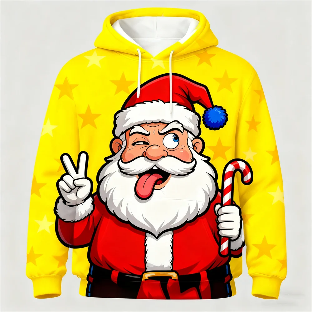 الرجال النساء مضحك سانتا كلوز الجرافيك هوديس 3D طباعة مجردة عيد الميلاد موضوع عارضة مقنعين قمم ملابس مريحة فضفاضة #5