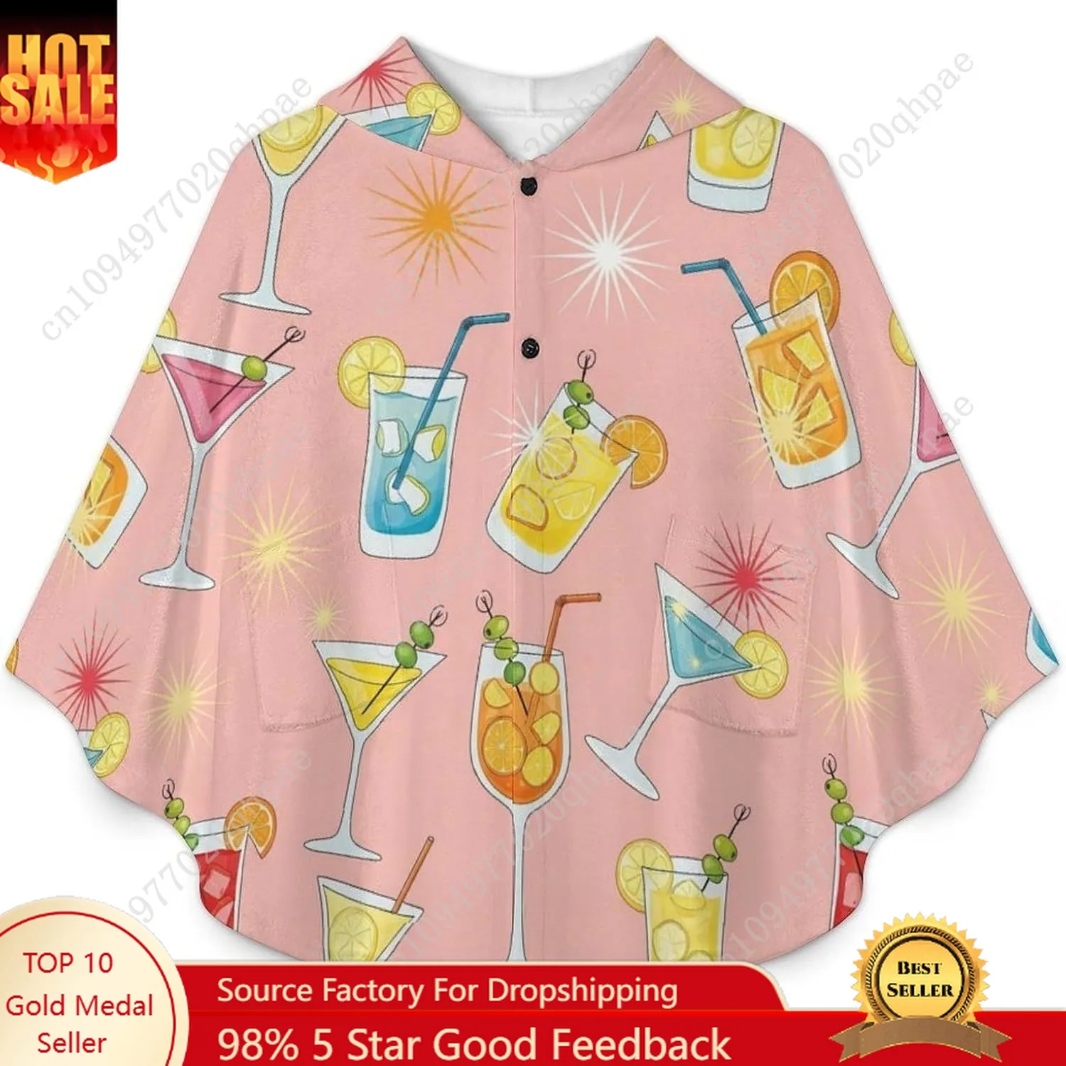 سترة بطانية مريحة من الفلانيل، هوديي كبير الحجم لمشروبات الكوكتيل مع جيوب للأطفال والمراهقين #1