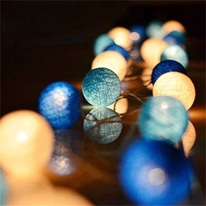 Cotton Ball String Lights USB Battery Operated 6CM Cotton Ball String Light Indoor Decor Lighting for Kids Room Party Wedding