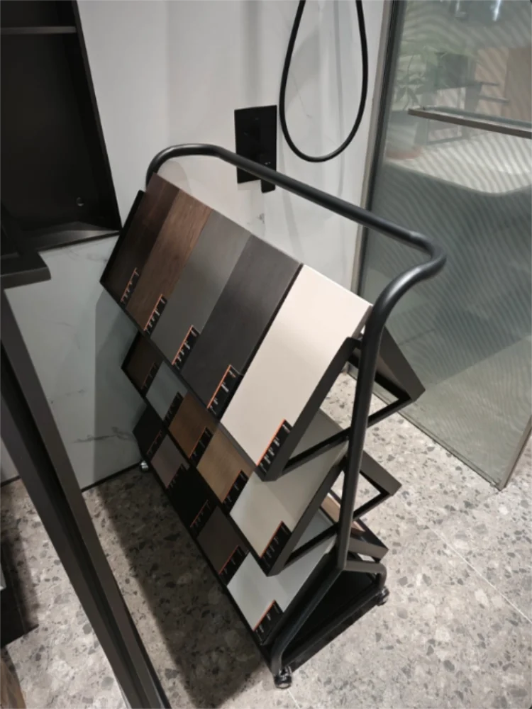 

Swatch display rack Whole house custom color block rack Display Stone marble sample Cabinet door panel cart rack
