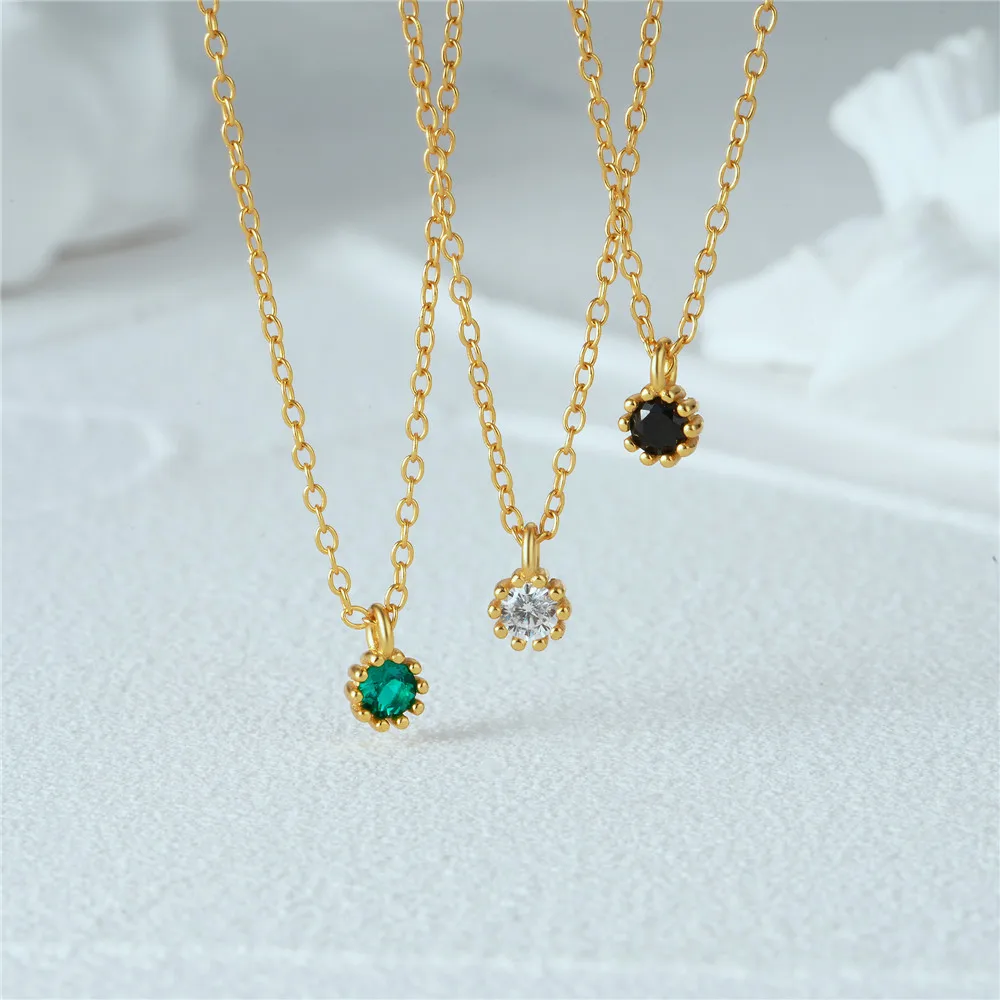 BOAKO S925 srebro naszyjniki dla kobiet Mini pojedynczy wisiorek z klejnotem Choker naszyjnik proste codzienne noszenie biżuteria biurowa Collier