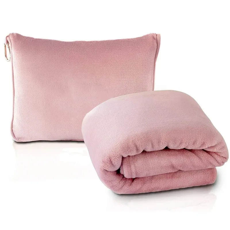 Travel Blanket and Pillow Premium Soft Airplane Blanket with Soft Bag Pillowcase Hand Luggage Sleeve and Backpack Clip