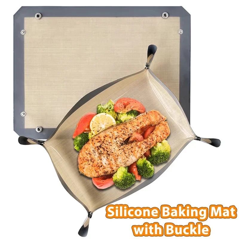 Silicone Baking Mat With Button Non-stick Reusable Heat Resistant Pastry Mat Leak Proof Cookie Sheet For Oven Baking - view 3