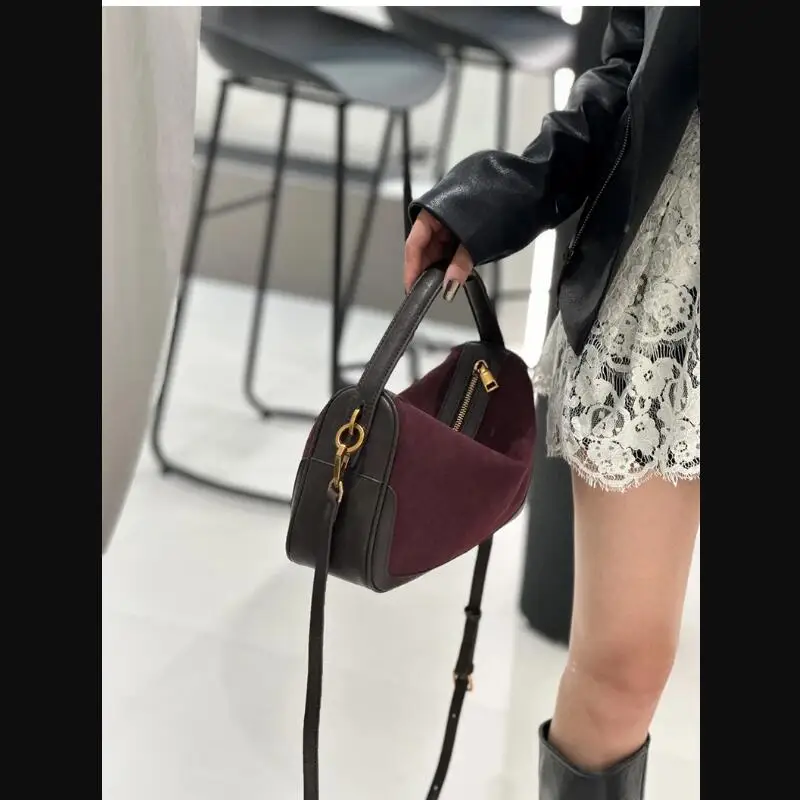 

Women's Genuine Suede Cowhide Leather Shoulder Bag Retro Large Capacity Cow Crossbody Bag Handbag Luxury Brand Bag Accessories