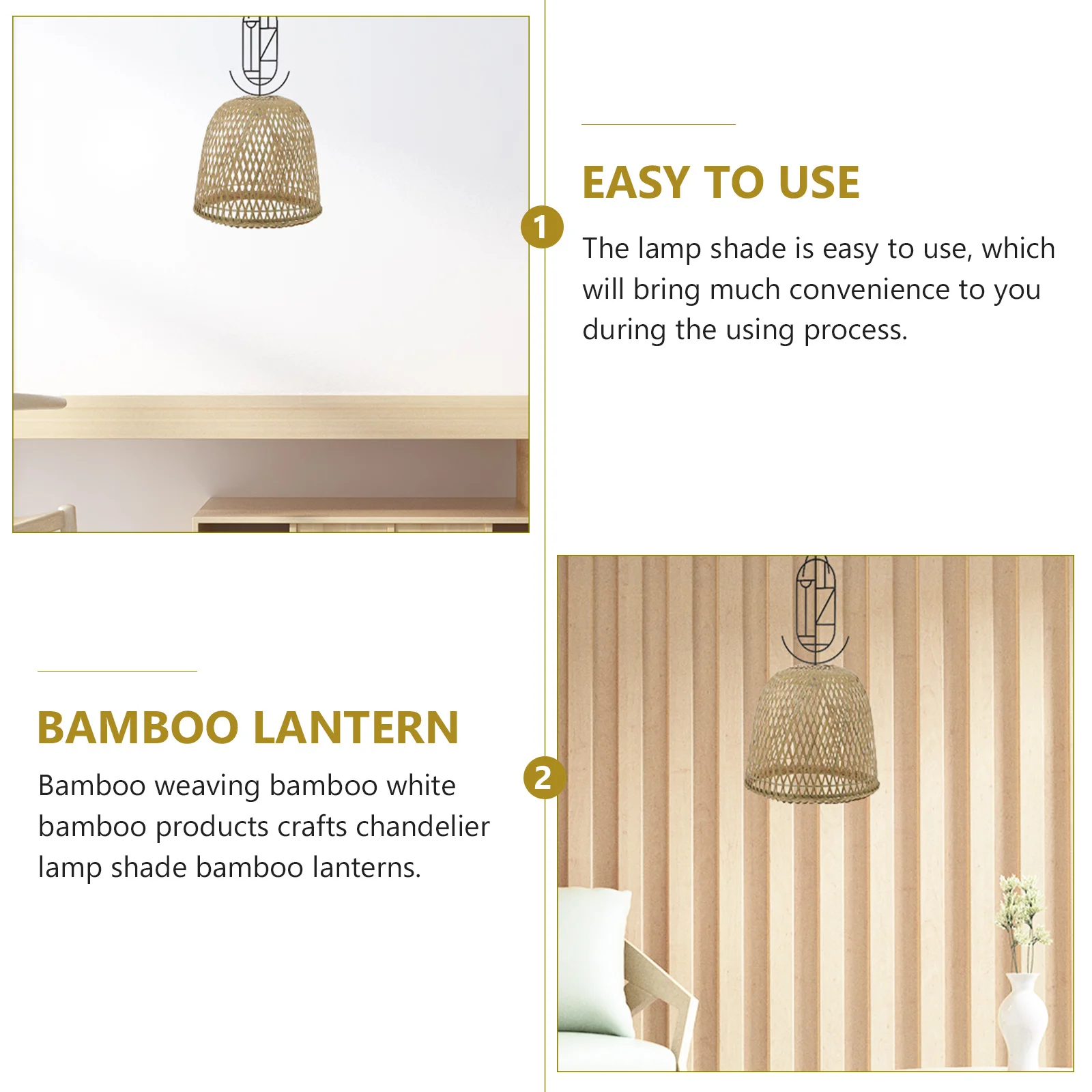 

1Pcs Decorative Bamboo Weaving Lampshade Fine Craftsmanship Easy Install Hanging Light Cover for Home Hotel Restaurant Use