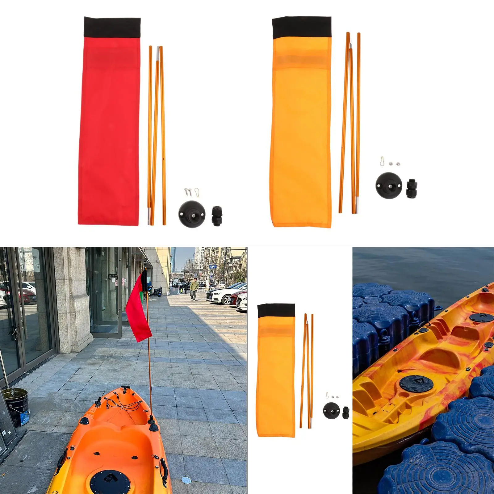 

Safe Flag Kayak Visibility Kit with Sturdy Aluminum Alloy Holder for Boats Canoes Dinghies Yachts Outdoor Activities