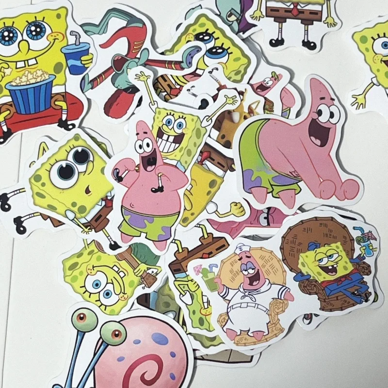 60 Stück SpongeBob Schwammkopf Aufkleber Geschenk box Cartoon niedlichen Wasser becher Kühlschrank Gepäck Notebook Dekoration Aufkleber Großhandel