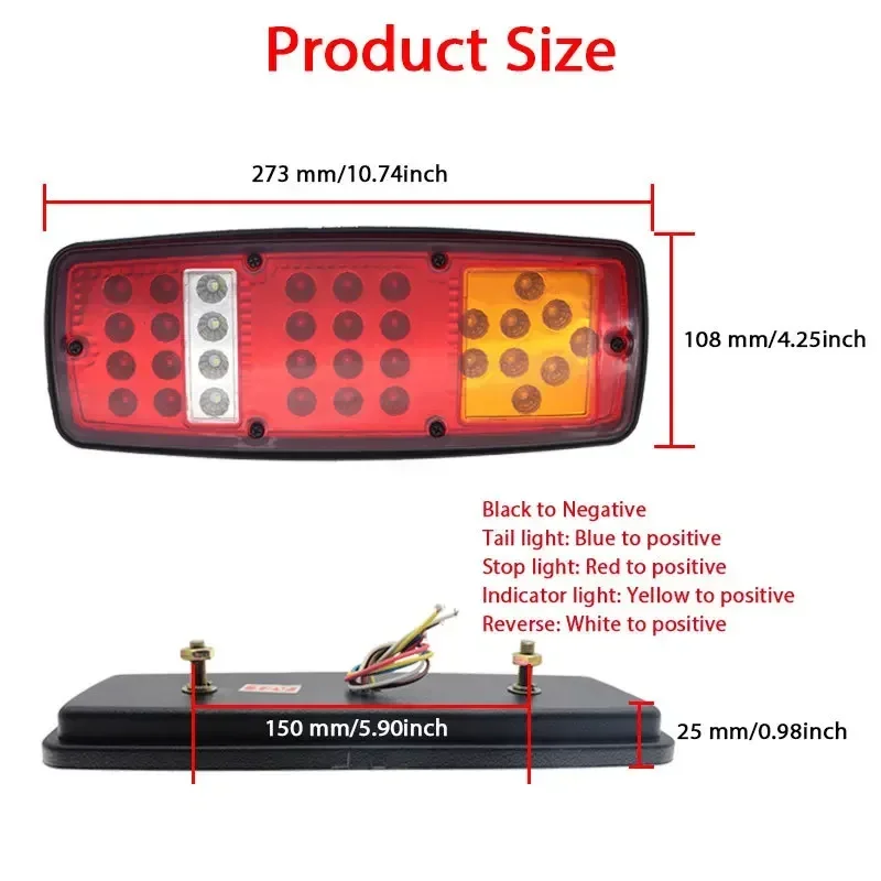 2x 12V/24V 33 LED Taillights Car Truck Caravan Rear Tail Trailer Lights Signal Indicator Brake Stop Reverse Lamp Bulb Waterproof