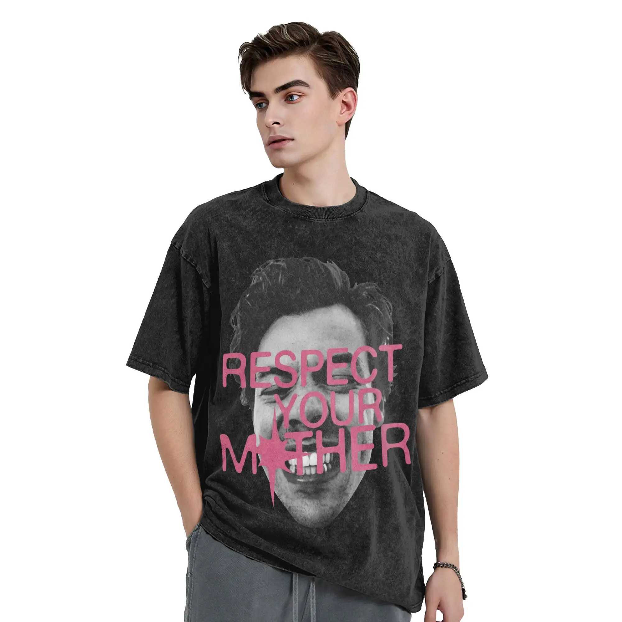 Respect Your Mother Harrys Styles Washed T Shirts Streetwear Hip Hop Cool T-Shirt Tees Tops for Men Women 100% Cotton Summer