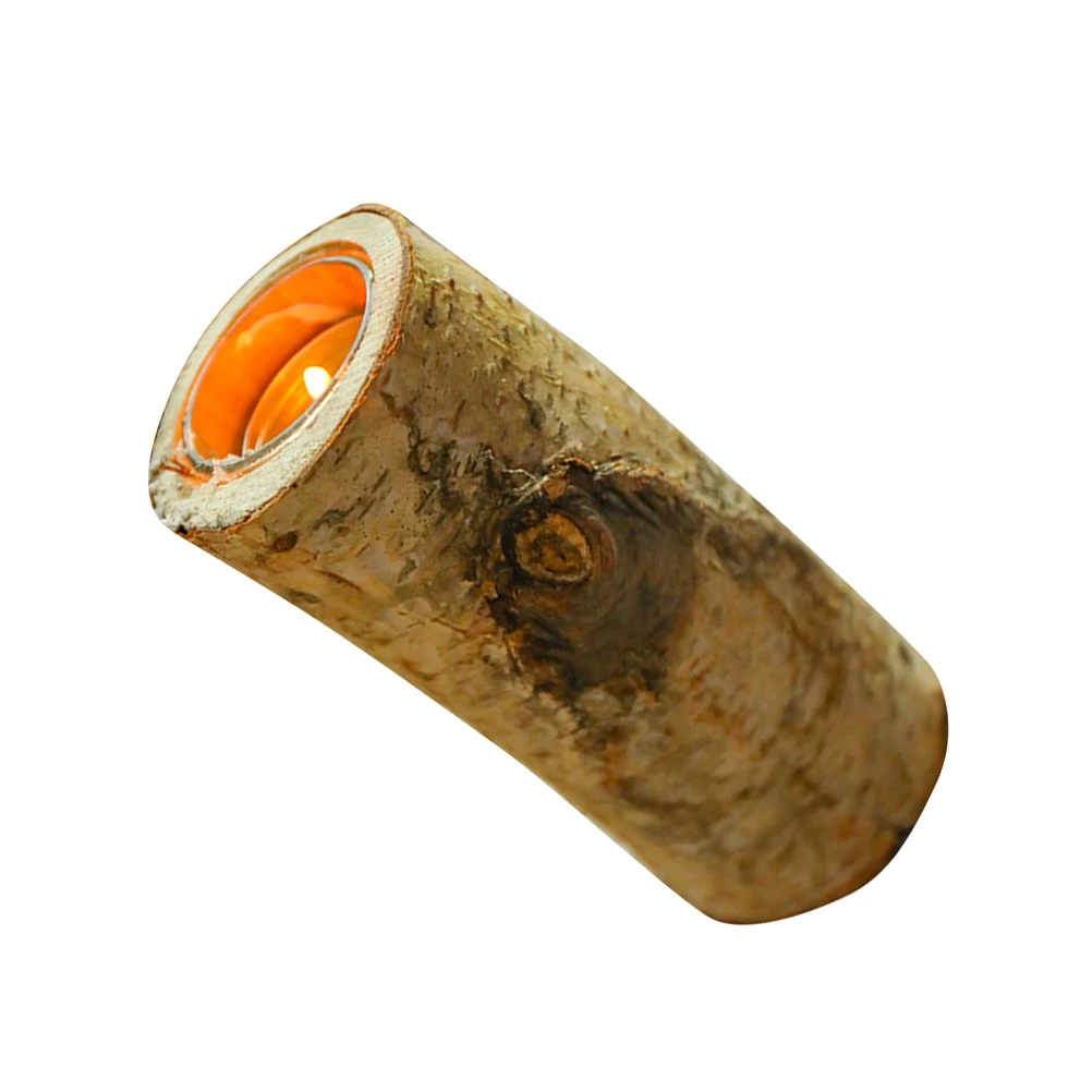 

Natural Birch Holder Handcrafted Wooden Tea Light Stand Long-Lasting Decorative Candlestick for Indoor Outdoor Decoration