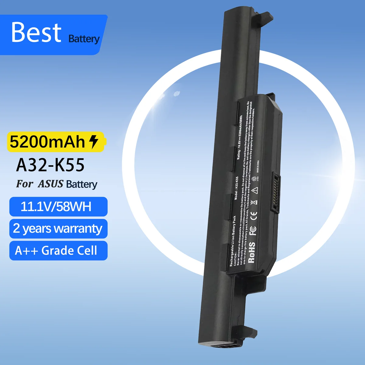 

A32-K55 Laptop Battery for ASUS X45 X45A X45C X45V X45U X55 X55A X55C X55U X55V X75 X75A X75V X75VD U57 U57A U57VD