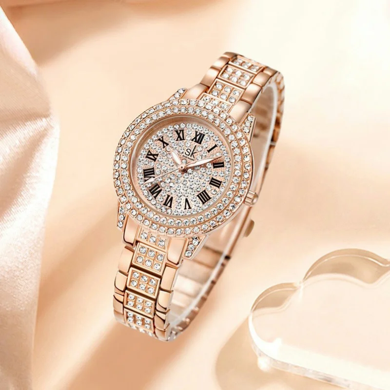 

Quartz Watch for Women, Ladies' Quartz Watch, 32mm Dial with Miyota Movement, Full Body Crystal Inlay Alloy Strap 30M Waterproof