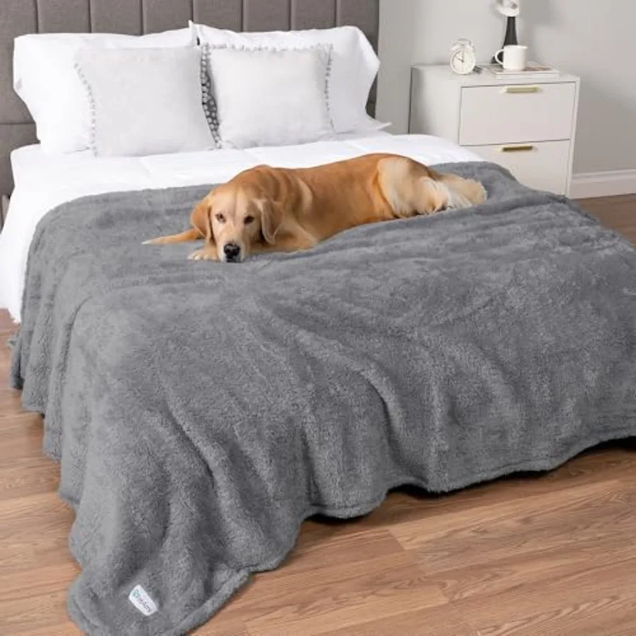 

Fluffy Waterproof Dog Blanket for Couch and Bed, Reversible Sherpa Pet Throw, Pee Proof Furniture Protector Sofa Cover, Washabl